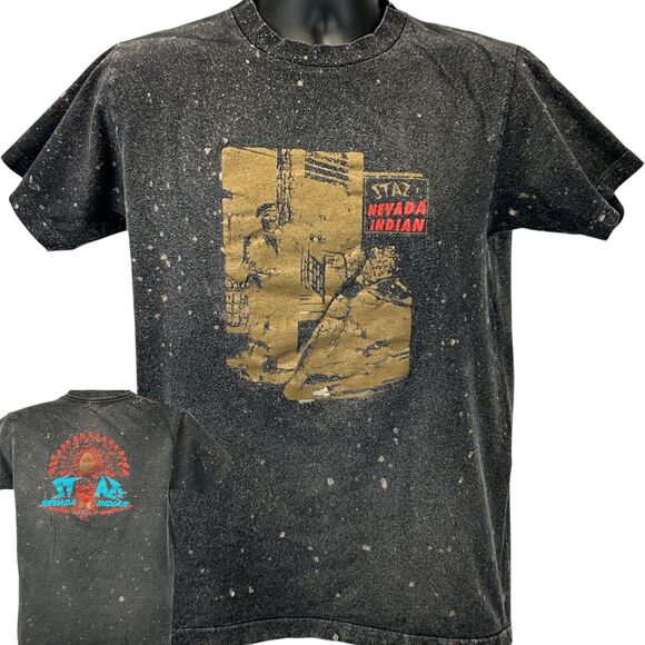 Vintage Stazs Nevada Indian Motorcycles T Shirt Mens Medium Biker Dealer Black - Picture 1 of 8